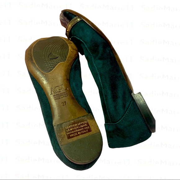 AGL Attilio Giusti Leombruni  Ballet Flats Cap Toe  Size 6 Dark Green - Picture 3 of 4